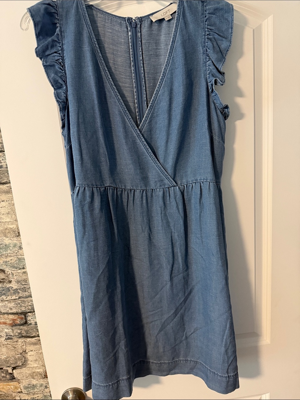 LOFT Light Blue Chambray Mini Dress